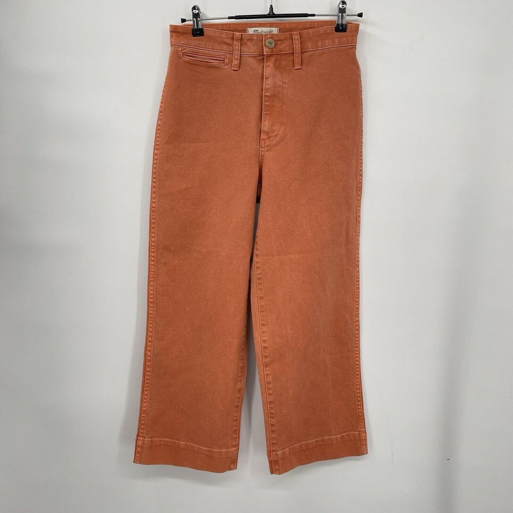 Madewell 26 Wide Leg Utility Pants Womens Burnt Orange High Rise Canvas Cropped